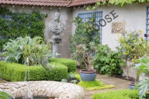 Провансальский сад полон экзотических растений, выращенных в горшках. Интересным дополнением станут и такие украшения, как стилизованные детали или скульптуры.